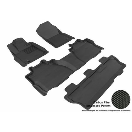 U-ACE, INC U Ace L1TY15201509 3D Maxpider Complete Set Custom Fit All-Weather Kagu Black Floor Mat for 2012-2016 Toyota Sequoia Models; Bench Seating L1TY15201509